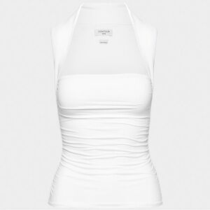 Aritzia White Ruched Sleeveless Tank Top